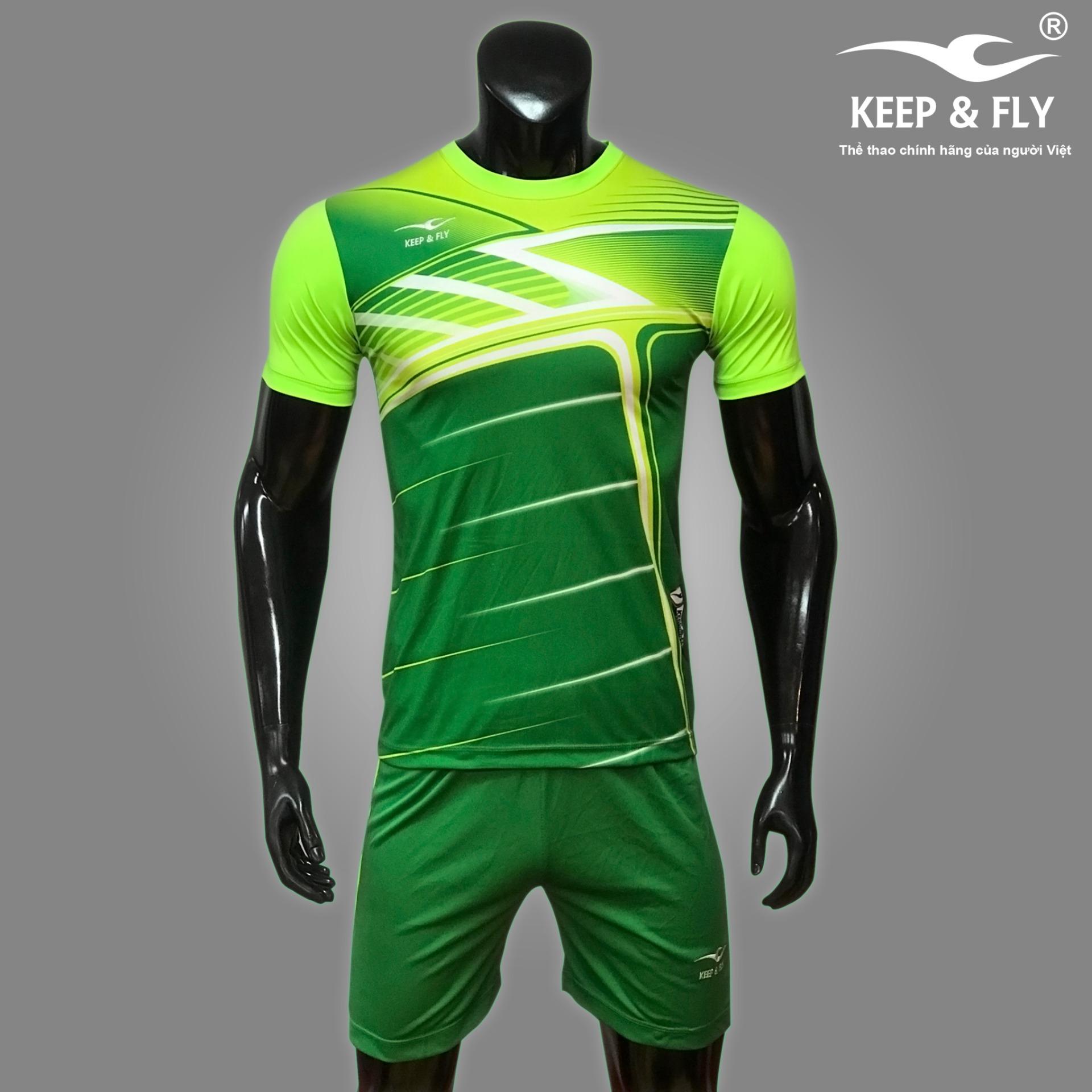 Bộ quần áo bóng đá cao cấp KEEP & FLY Thunder  Xanh Két