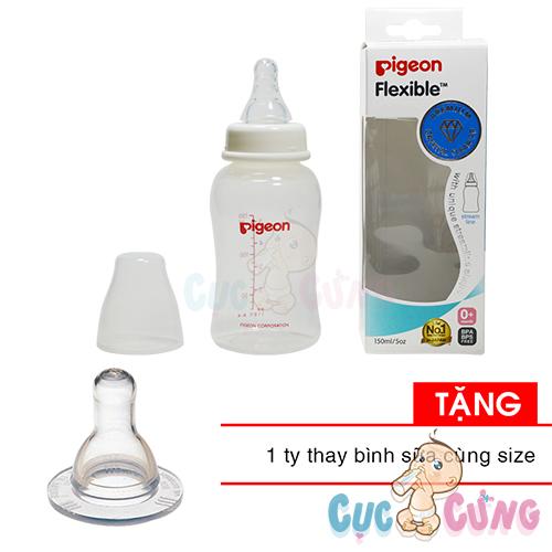 Bình sữa Pigeon Streamline nhựa PP 150ml Tặng 1 ty bình sữa - binh sua