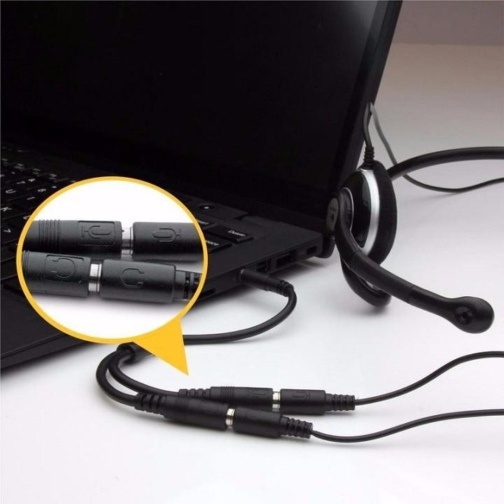 Cáp chia Audio 3.5mm ra mic và loa (Đen)