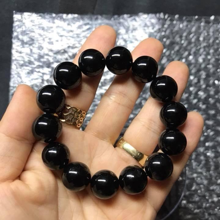 [HCM]VÒNG TAY ĐÁ MÃ NÃO ĐEN 14LY ( TẶNG THÊM HẠT VÀ DÂY XỎ THAY THẾ)