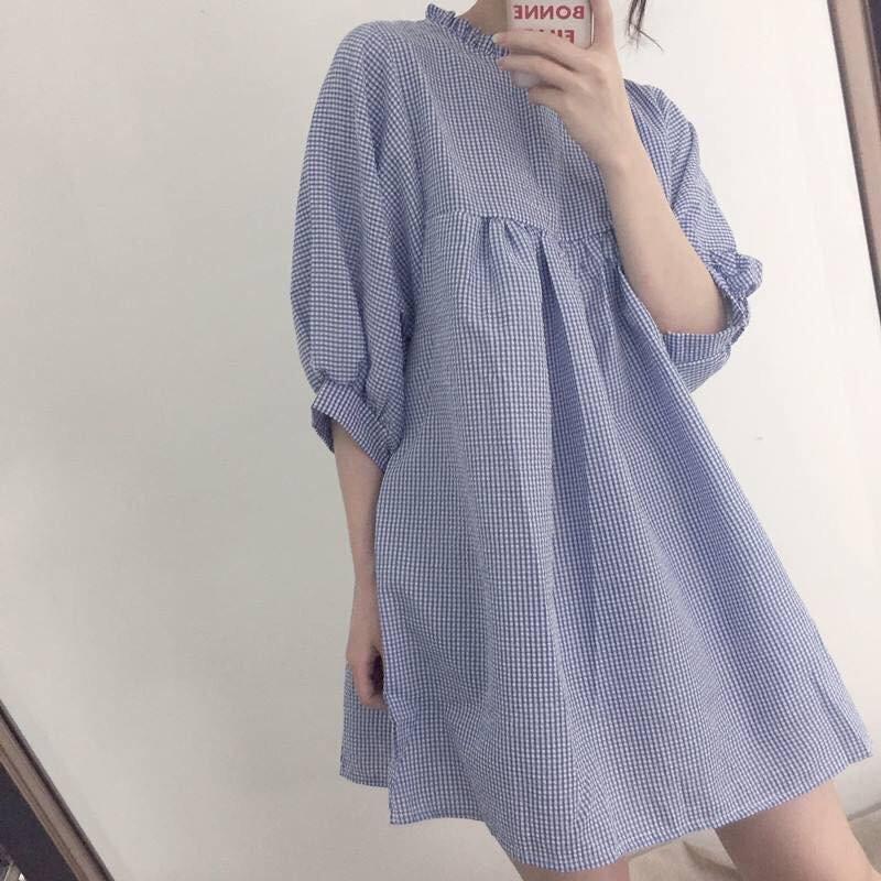 [HCM]Babydoll caro xanh nhí