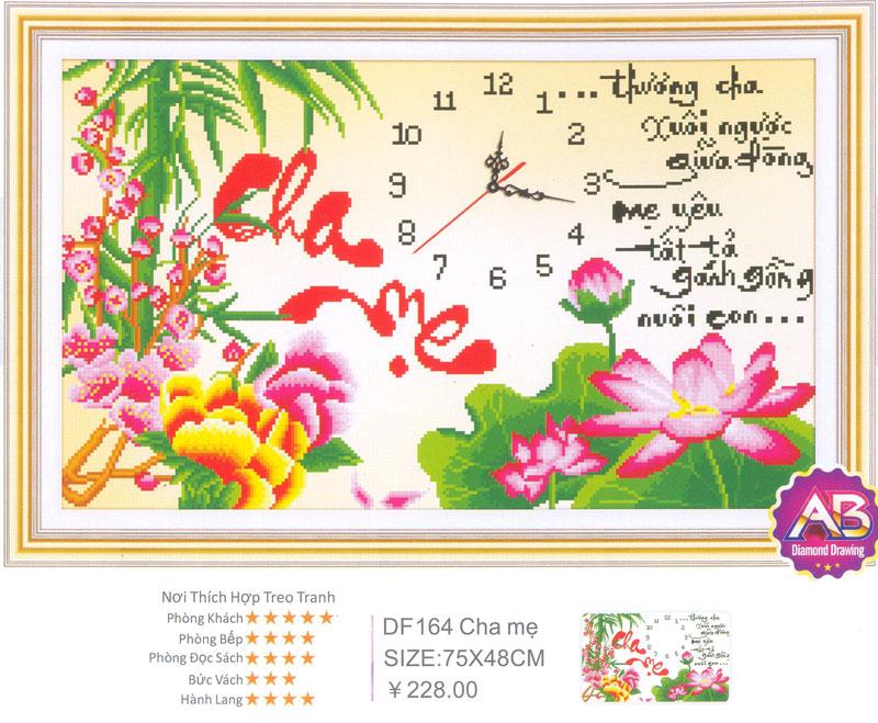 Tranh đính đá đồng hồ cha mẹ df164