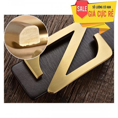 COMBO 02 Dây nịt,Thắt lưng da khóa chữ Z đúc đồng mạ vàng (nâu,đen)