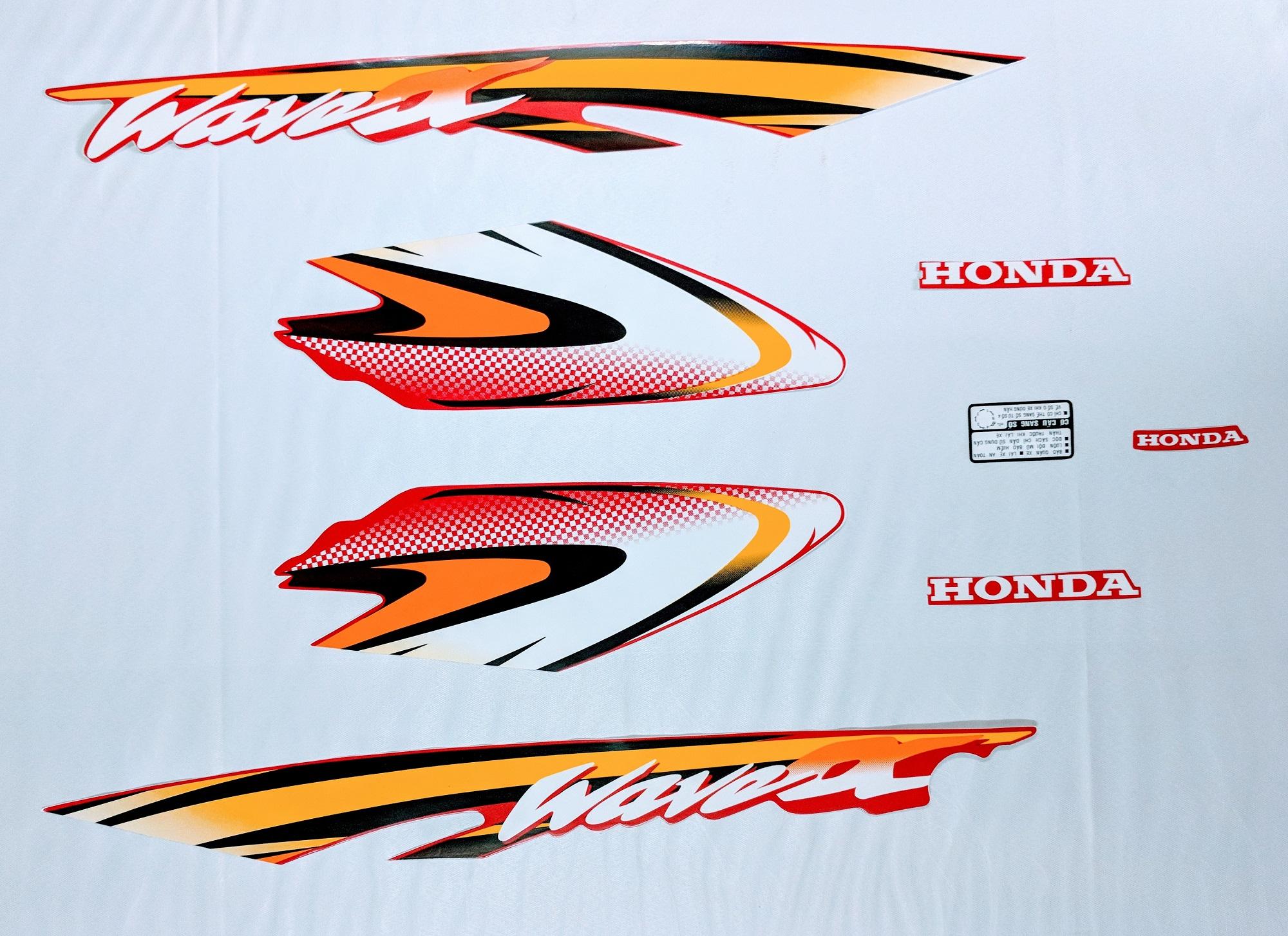 Bộ tem dán xe máy wave anpha lốc bạc (màu vàng)