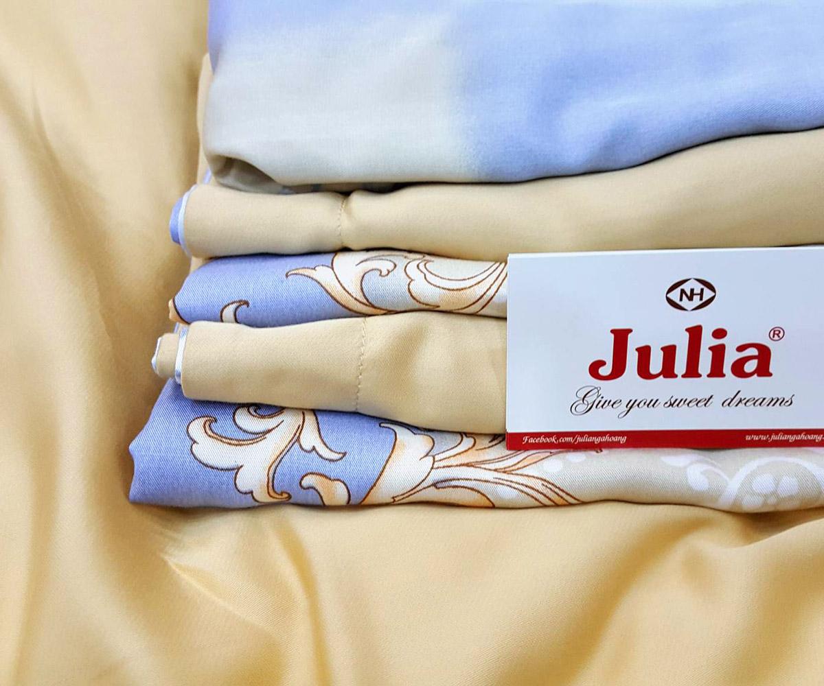 Bộ ga và áo gối lụa tencel tơ tằm siêu mát mịn Hàn Quốc Julia J8 (bộ 4 món k chăn)