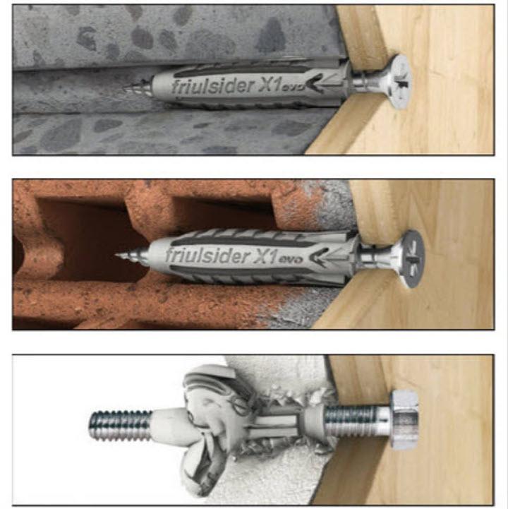 Combo Friulsider Plastic Anchor X1- 6x30 (100pcs, Made in Italy) + Heller drill bit Dia.6mm (Made in Germany)
