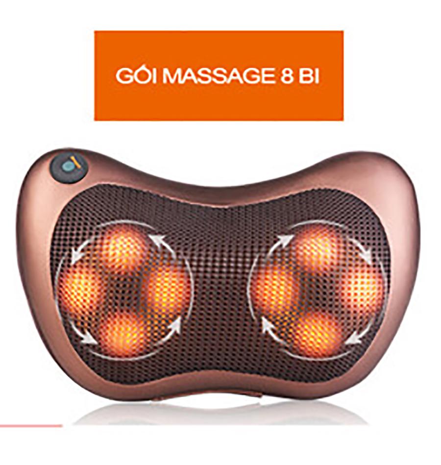 [HCM]Gối massage hồng ngoại 8 bi