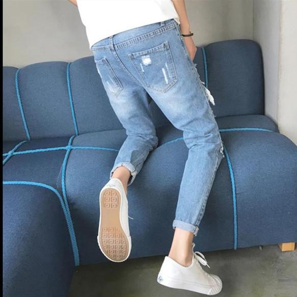 [HCM](Hàng Thanh Lí Nghỉ Bán)Quần Jean Nam Rách Xanh Sáng