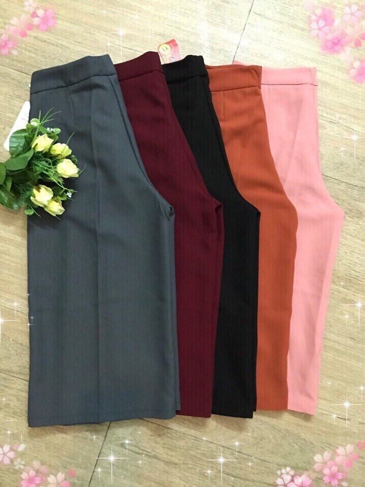 [HCM]Quần thun lụa lửng ống rộng màu đen