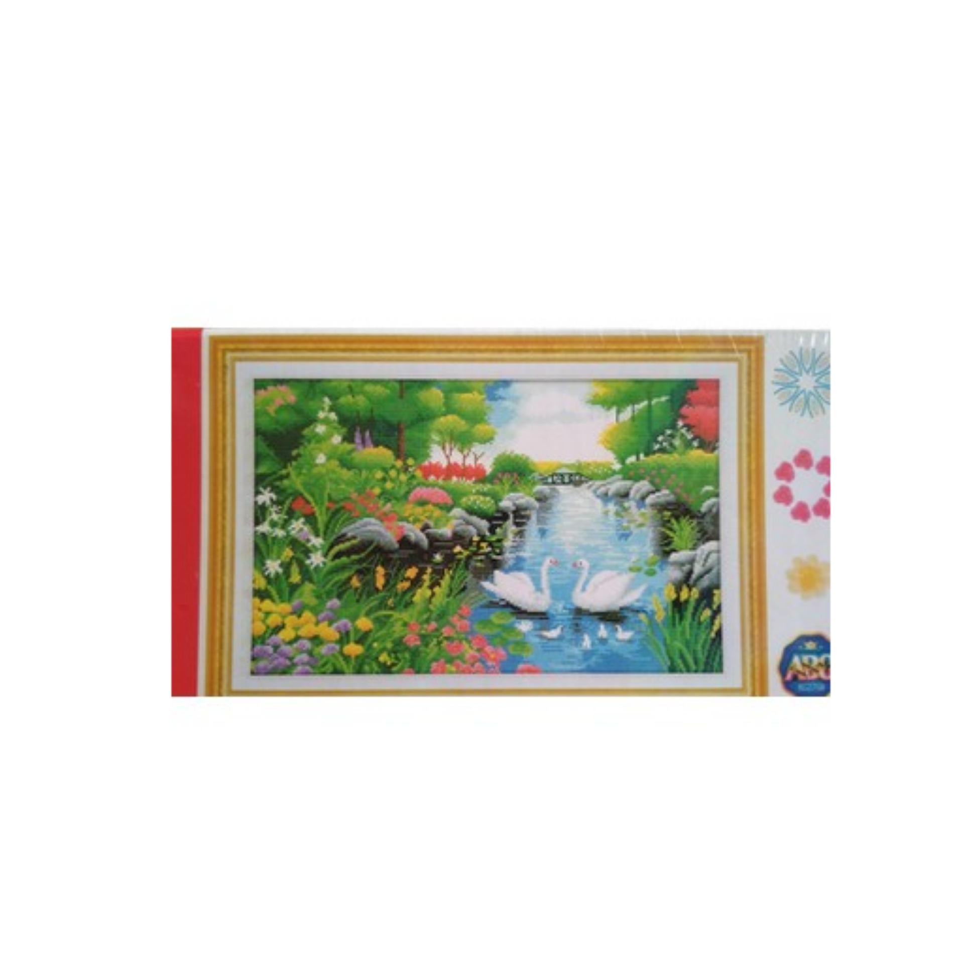 Tranh đính đá hồ thiên nga DF2617-Ngọc Thịnh