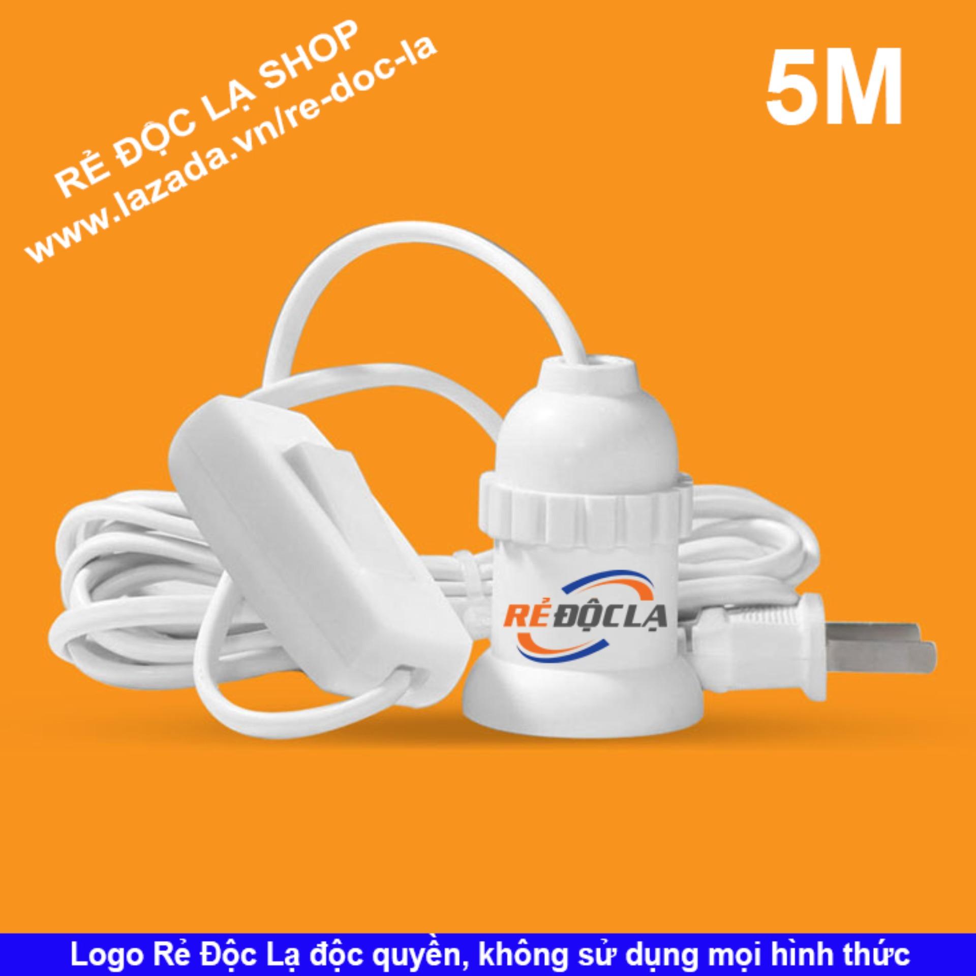 Dây đuôi đèn liền công tắc 5m (trắng )