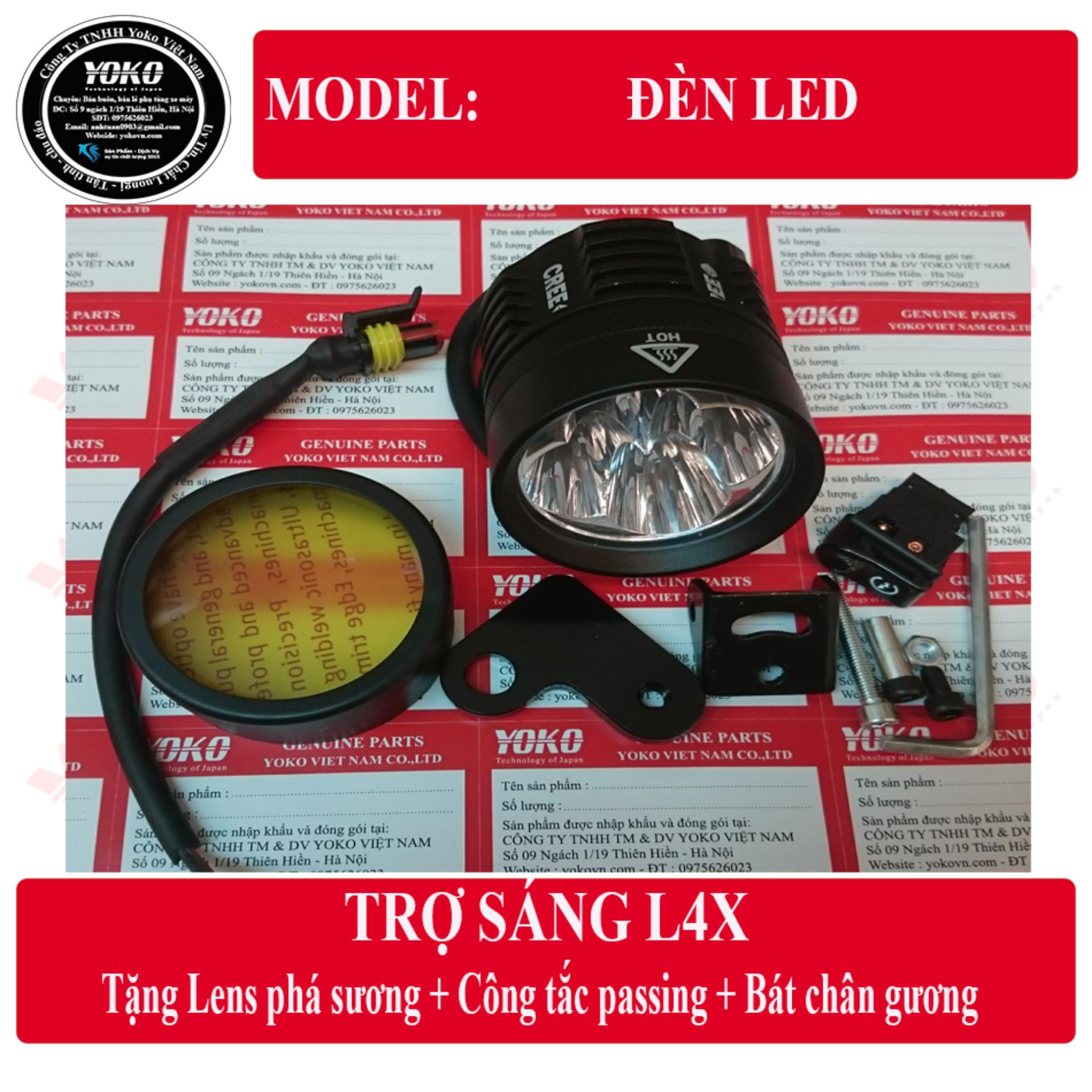 Đèn LED trợ sáng L4X Chíp LED CREE loại 1(Full phụ kiện,Tặng công tắc, Lens phá sương, bát chân gương)