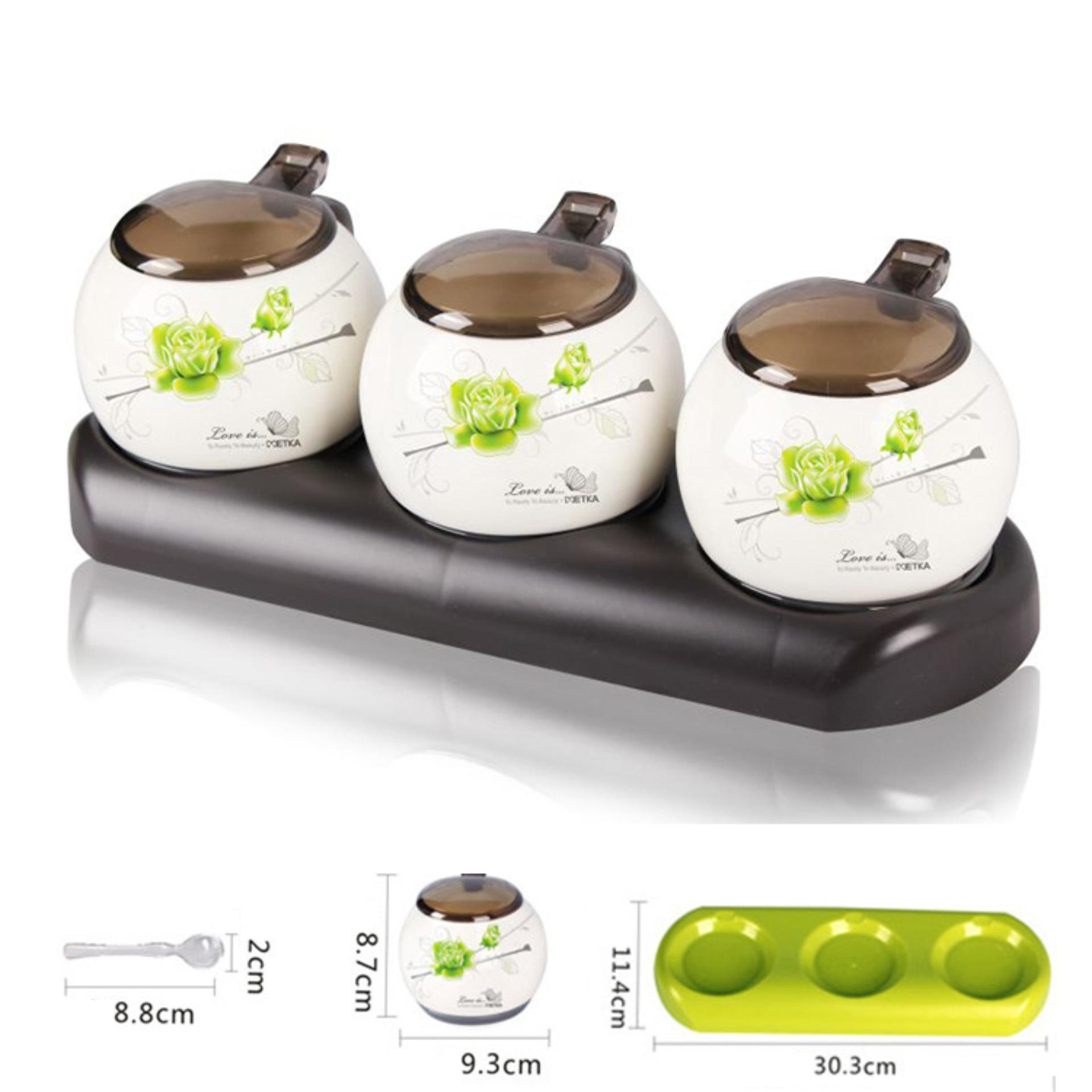Bộ 3 lọ sứ đựng gia vị