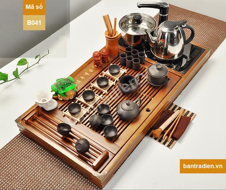 Bộ bàn trà điện tự động thông minh bằng gỗ B401