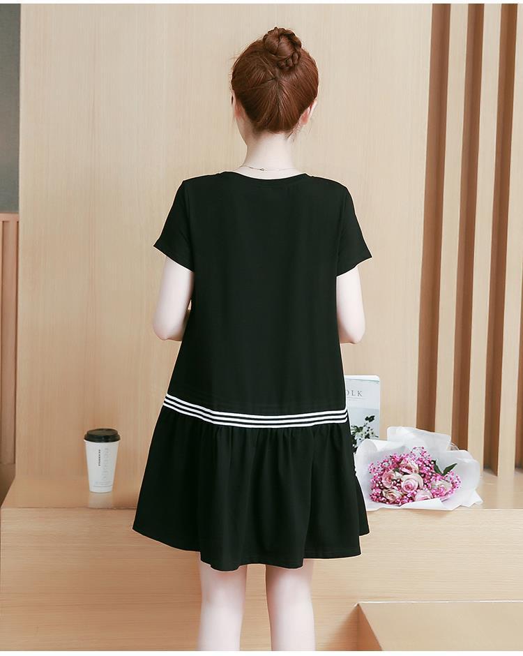 Đầm Bầu-Váy Bầu Đen Phối Kẻ Dáng A Cộc Tay ĐB1165