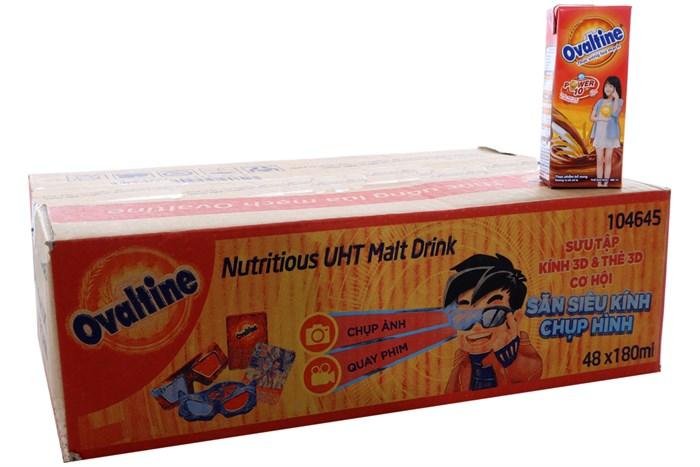 Thức uống lúa mạch Ovaltine vị socola lốc 180ml (thùng 48 hộp)