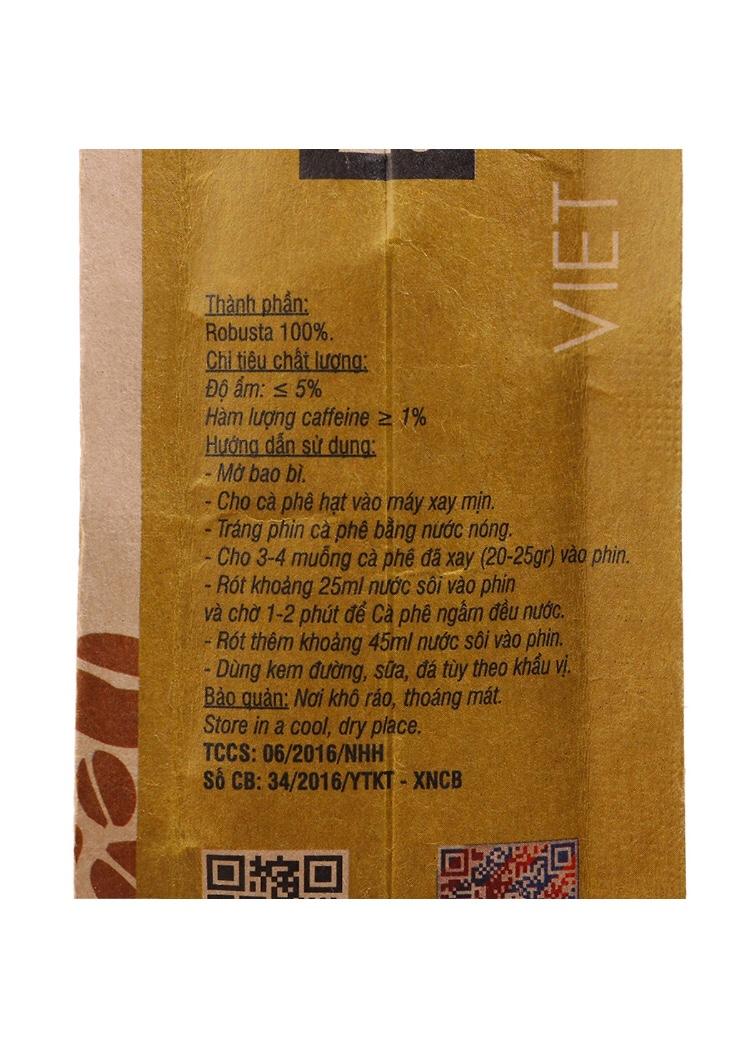 Cà phê Robusta Nguyên hạt DakMark 200g