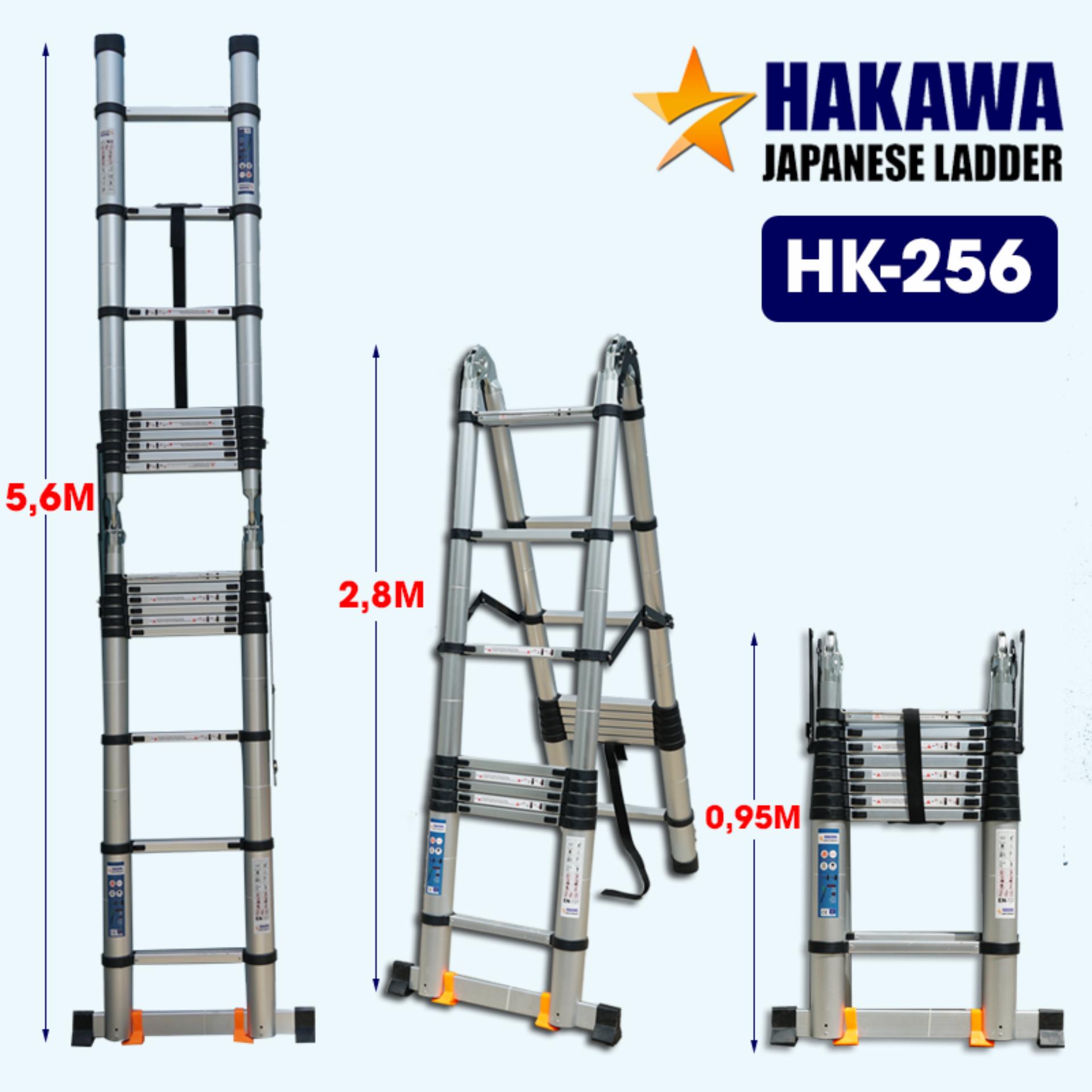 [HAKAWA] Thang nhôm rút gọn HAKAWA HK256  5m6 - Siêu bền, siêu gọn ,  di chuyển dễ dàng