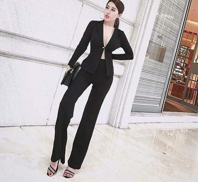 Sét áo vest trâm cài quần tây