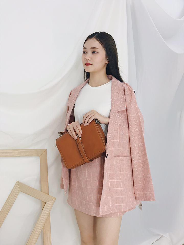 Set Vest caro công sở sang trọng lịch sự (hình thật)