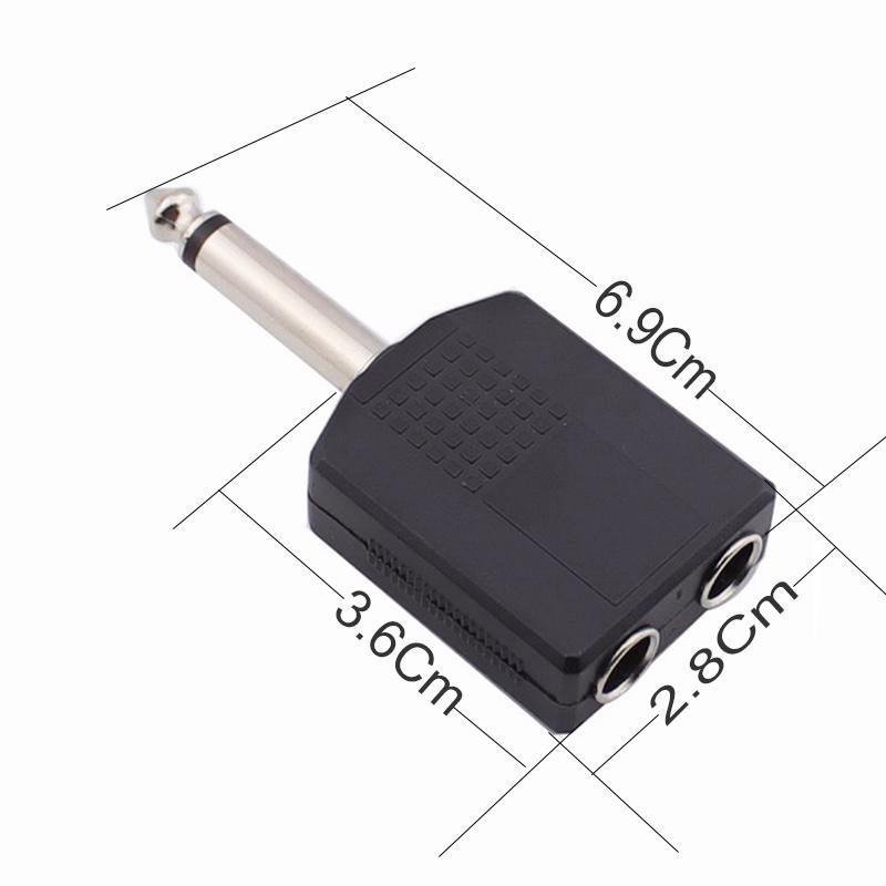 Đầu  jack chuyển 6.5/6.35mm ra 2 đầu màu Đen