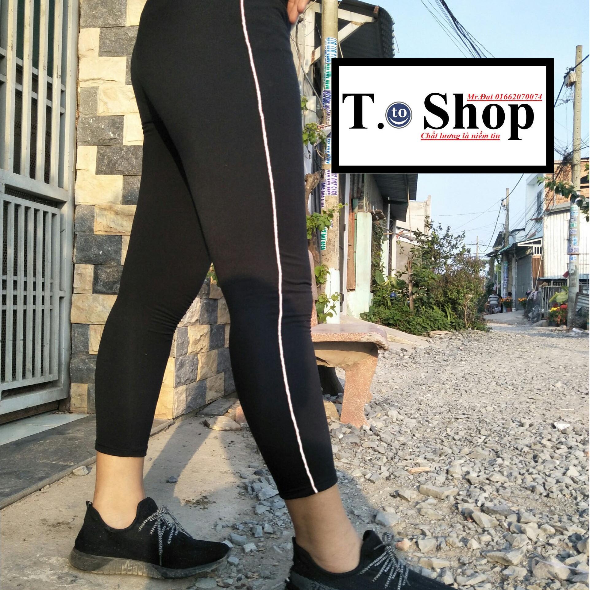 [HCM]Quần thun nữ - legging màu ĐEN BỤI (Ôm body viền sọc TRẮNG)