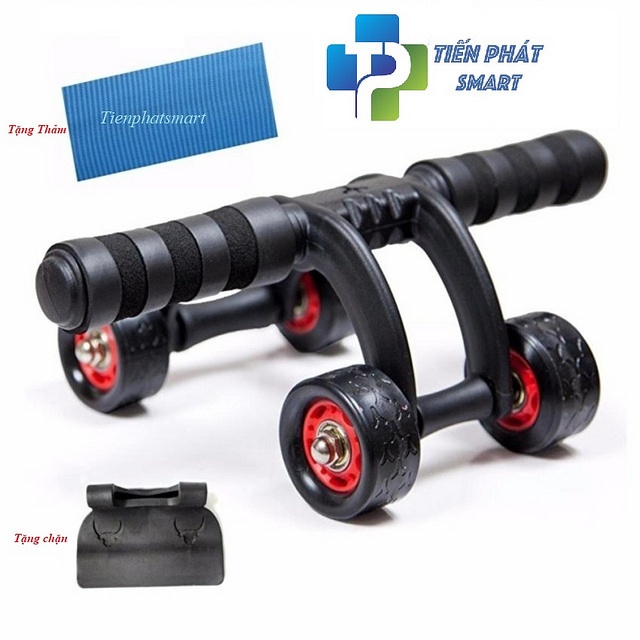 Con lăn tập cơ bụng 4 bánh cỡ lớn tặng (Thảm lót)