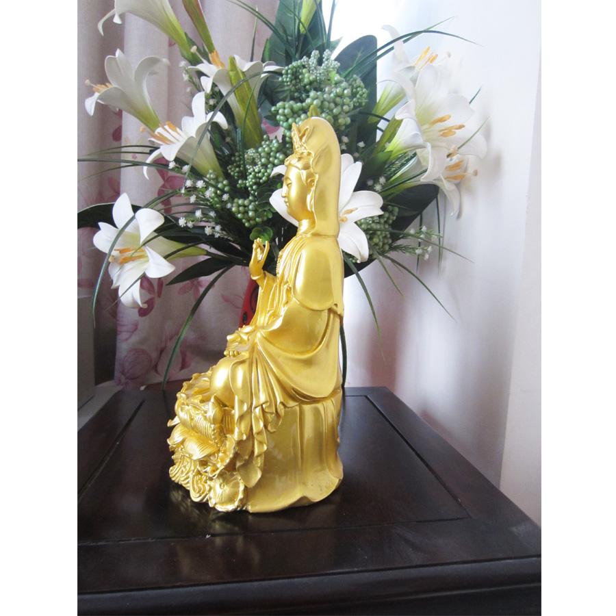 Tượng phật Quan âm tọa đài sen QADV29
