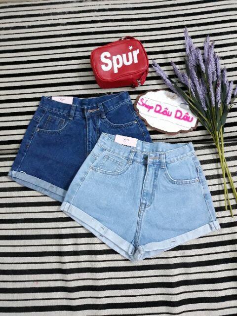 Quần short jean nữ săn lai trơn 43f