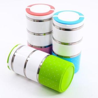 Hộp cơm 3 tầng và Túi giữ nhiệt chấm bi