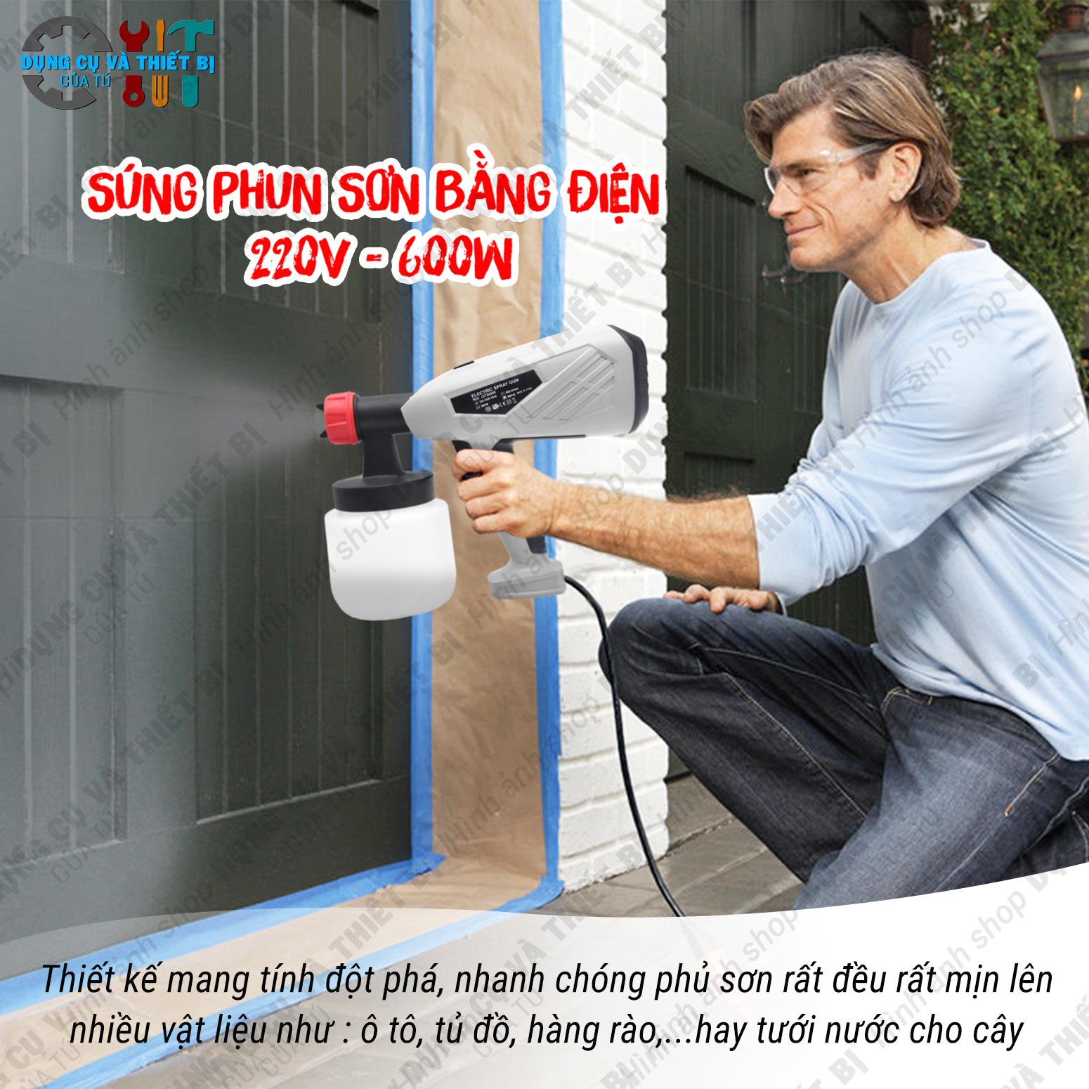 MÁY PHUN SƠN BẰNG ĐIỆN CẦM TAY CÔNG SUẤT 600W  KHÔNG CẦN BÌNH NÉN KHI GỌN GÀNG TIỆN LỢI