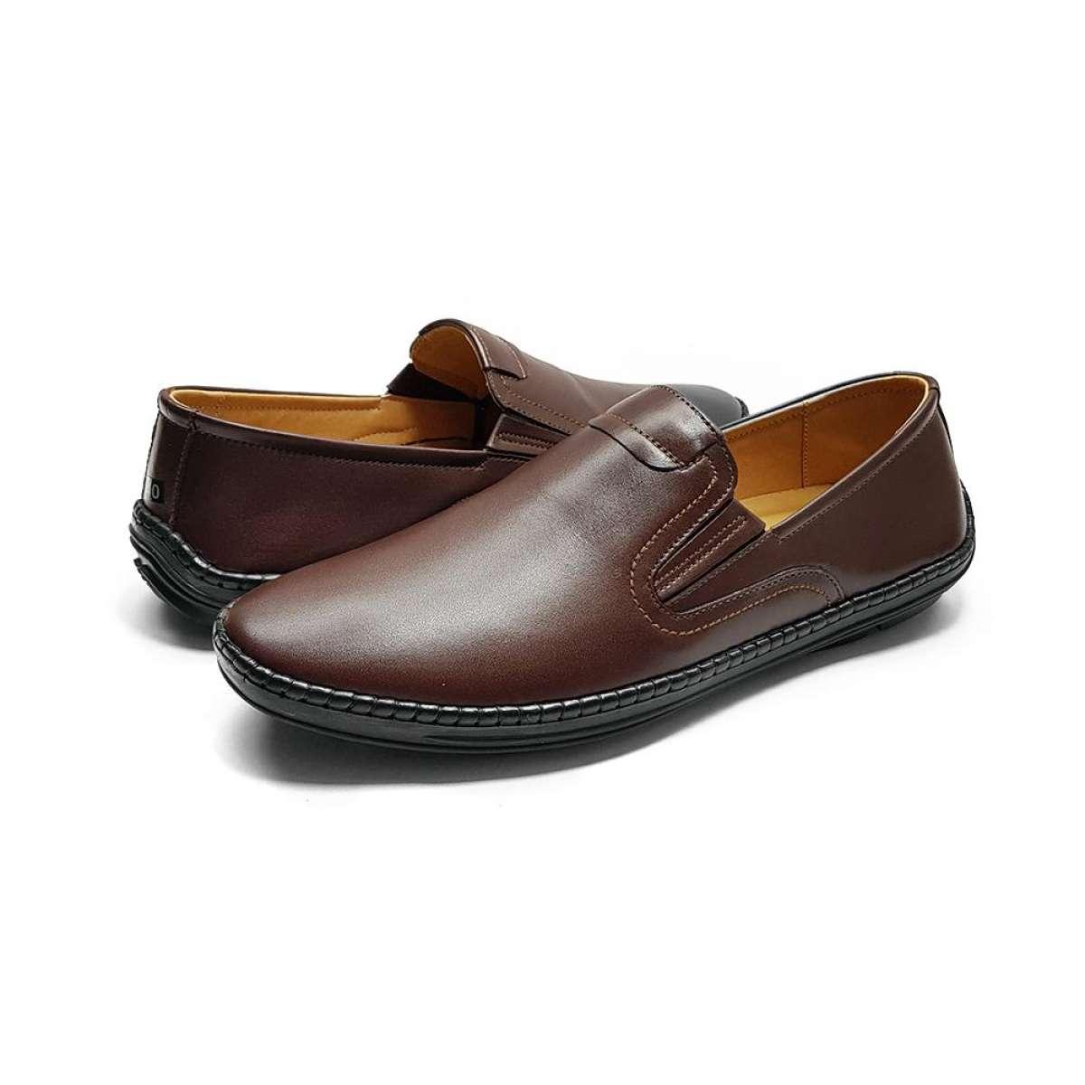 Giày da bò nam Giày lười nam da bò cao cấp Giày đế bệt giày xỏ nam đơn giản hàng hiệu giá rẻ mẫu mới S-8 màu đen nâu