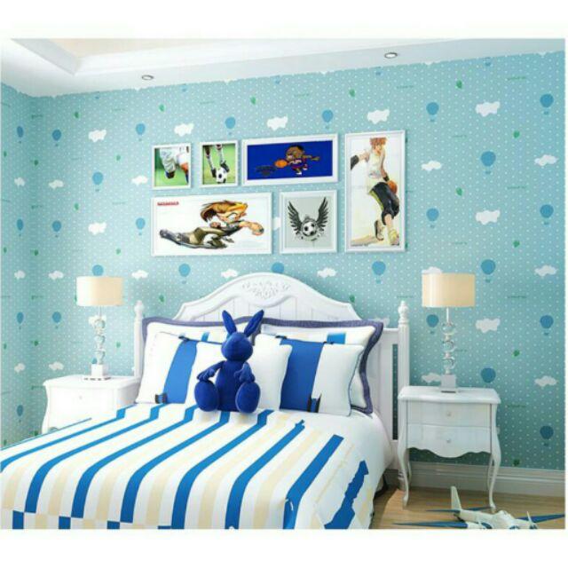 5m x 45cm cao decal giấy dán tường kinh khí cầu xanh
