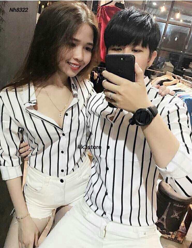 Áo Sơ Mi Đôi kẻ sọc MẪU MỚI THỜI TRANG