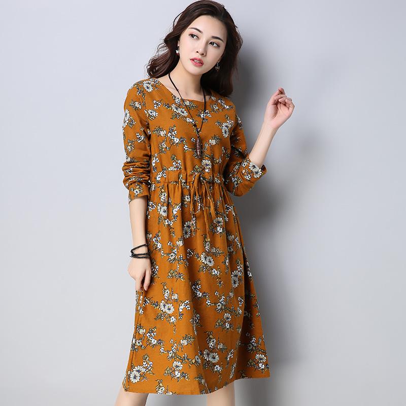 Đầm bầu công sở in hoa dài tay