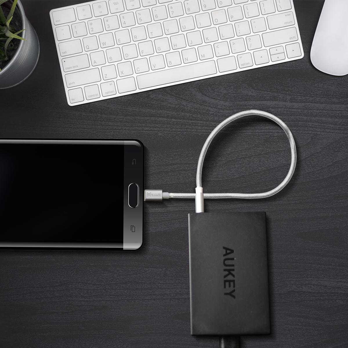 Dây cáp sạc điện thoại Tuxedo Micro USB 30cm bọc dù (Sạc nhanh, siêu bền, chống rối)