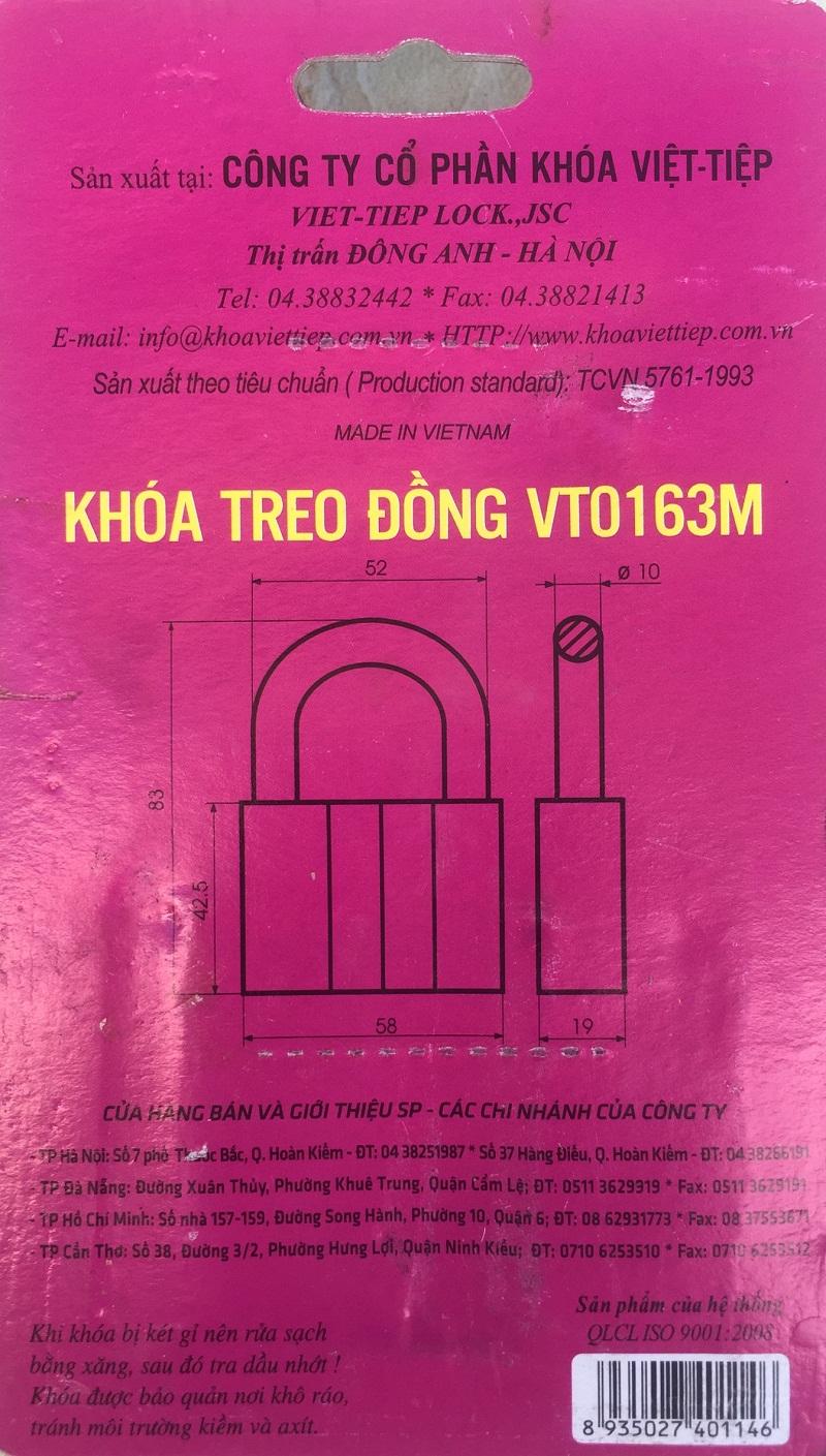 Ổ Khóa Việt Tiệp Treo Đồng VT0163M