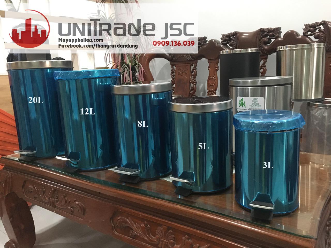 [HCM]THÙNG RÁC INOX TRÒN ĐẠP CHÂN 12L