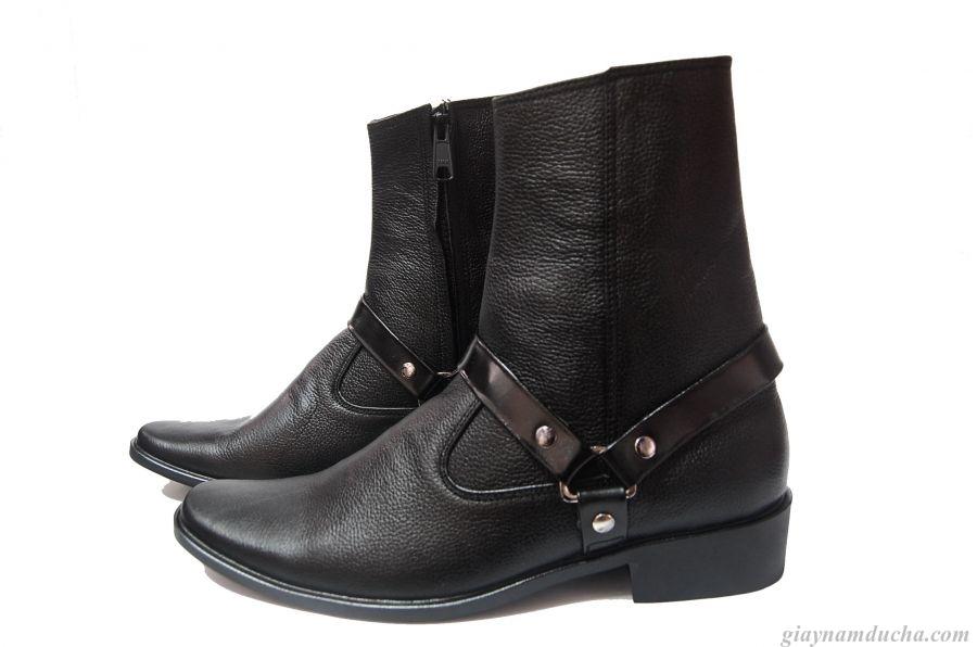 [HCM]Giày boot kéo khóa cao cổ da bò thật. Bảo hành 12 tháng.MS: B96