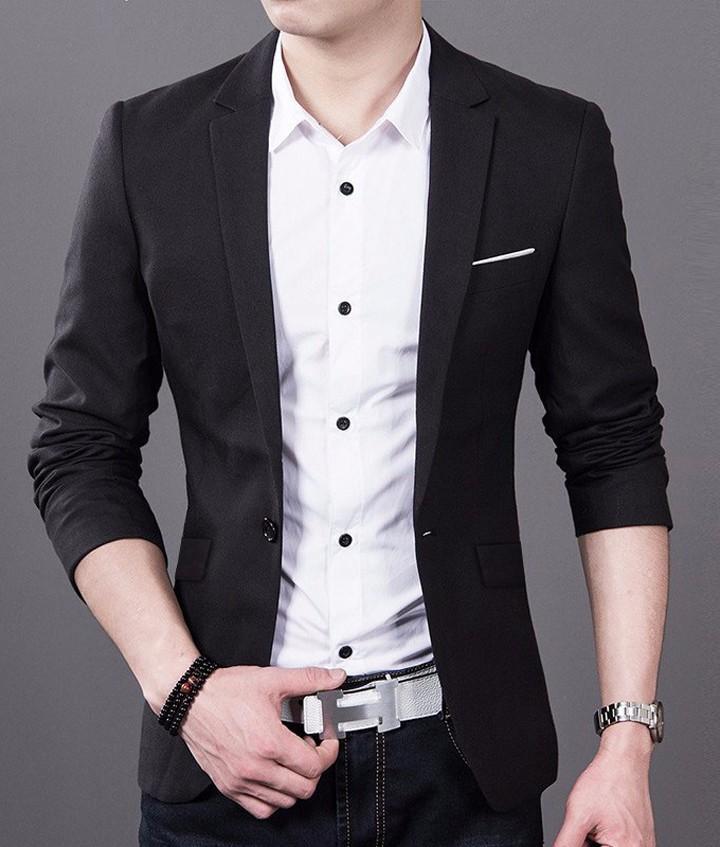Áo Khoác Vest nam ôm body màu đen