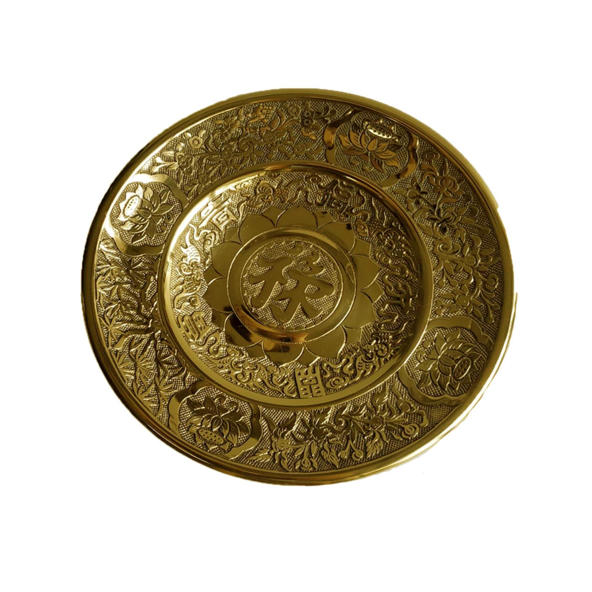 Mâm bồng hay đĩa đựng hoa quả thờ cúng - Chất liệu đồng thau đường kính đĩa 25cm nặng 1,2kg