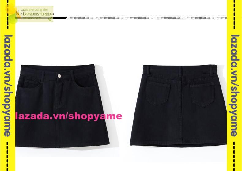 Chân Váy Kaki Đen Đơn Giản Yame mt693