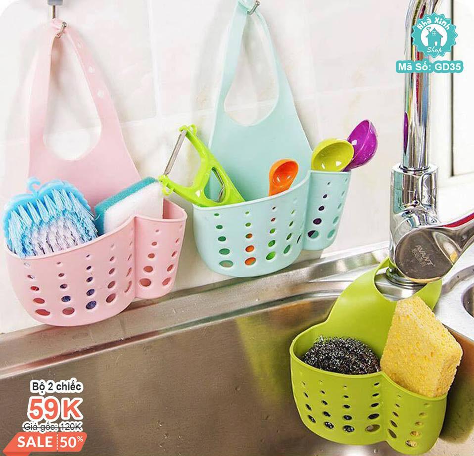 Giỏ đựng giẻ rửa bát có quai treo, giỏ treo đa năng