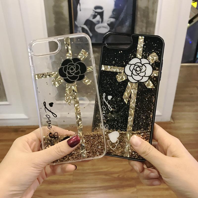 Ốp Lưng Nhũ Chảy Hoa - Iphone 6, 6plus, 7, 7plus, 8, 8plus, X, Xs