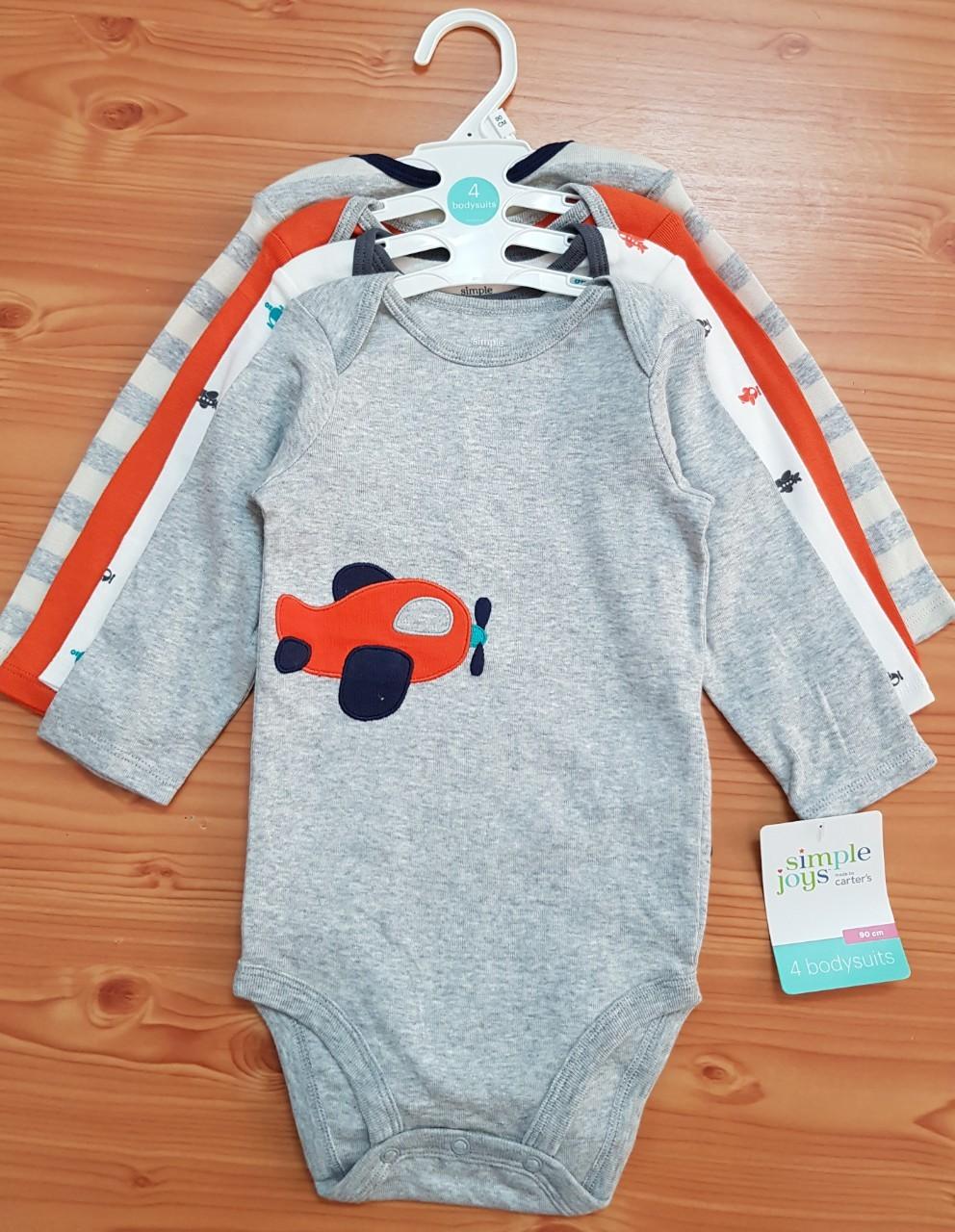 Set 4 bộ đồ liền thân bodysuit tay dài cho bé trai