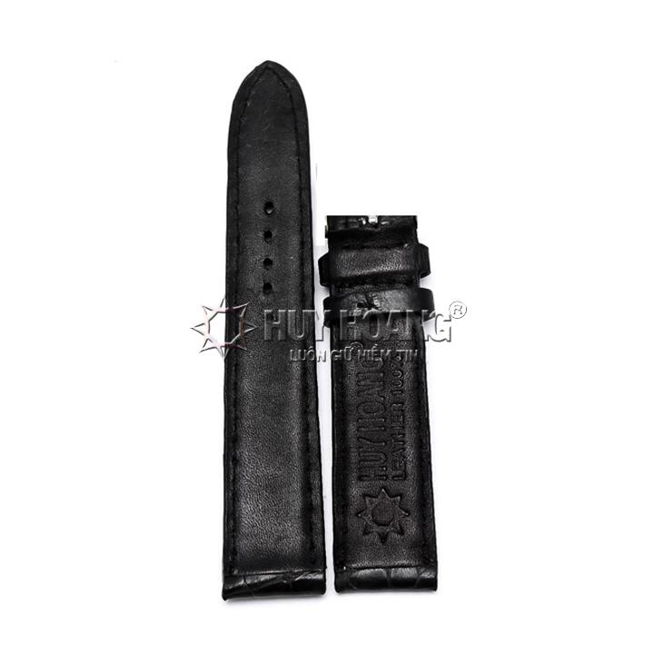 HL8201-20 - Dây đồng hồ da cá sấu size 20 màu đen
