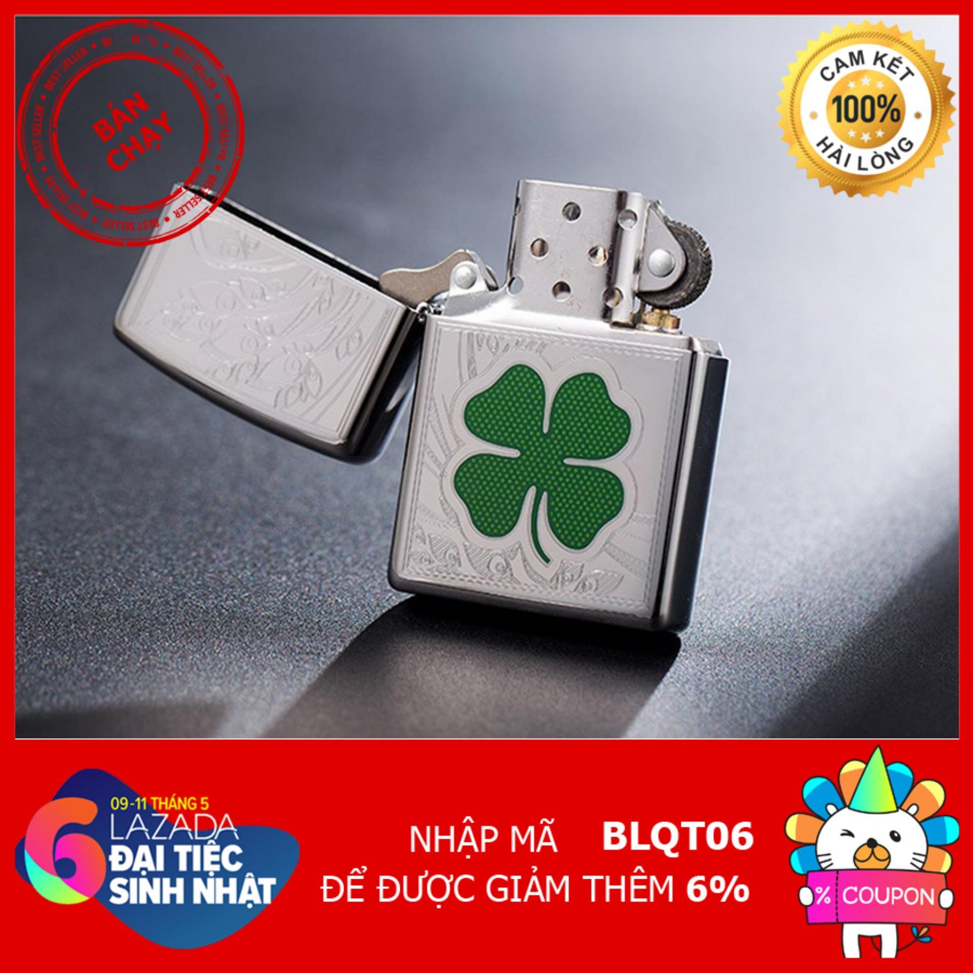 Bật lửa zippo cỏ 4 lá may mắn