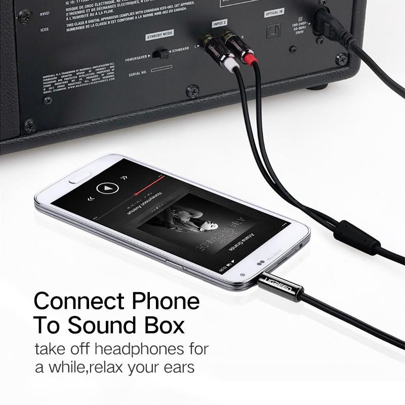 Dây cáp tín hiệu Audio 3.5-RCA UGREEN AV116 dài 1.5 mét (3.5mm to 2RCA / 1.5M)