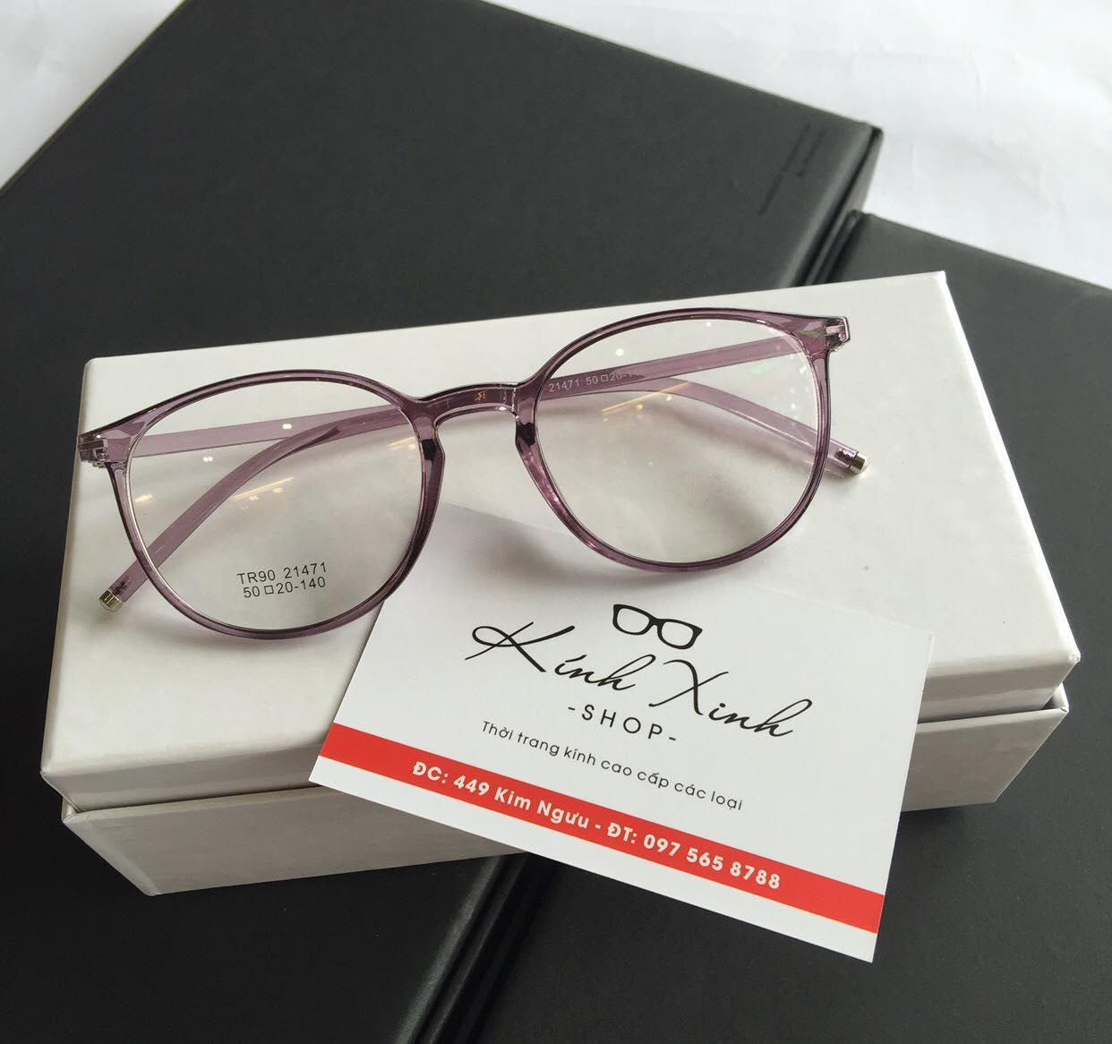 Kính gọng mắt tròn nhựa siêu dẻo Hàn Quốc GSD21471 (Tím Trong)