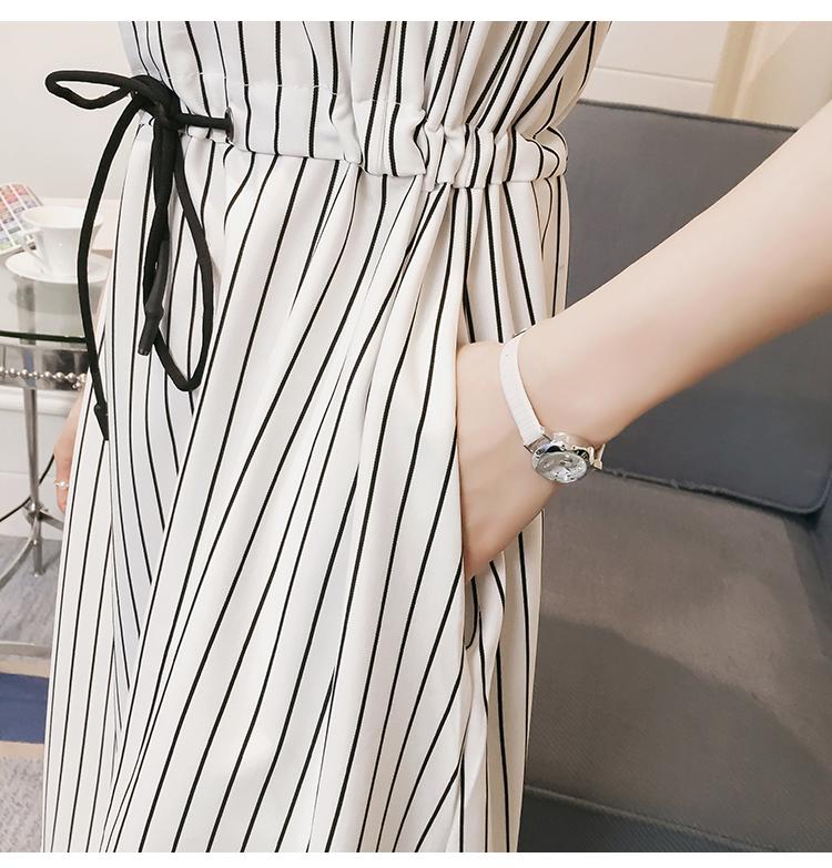 Đầm (Váy) Bầu Thắt Eo Kẻ Sọc